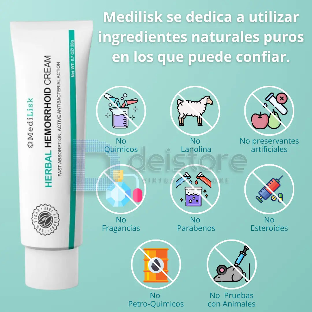 Crema MediLisk Herbal para Hemorroides