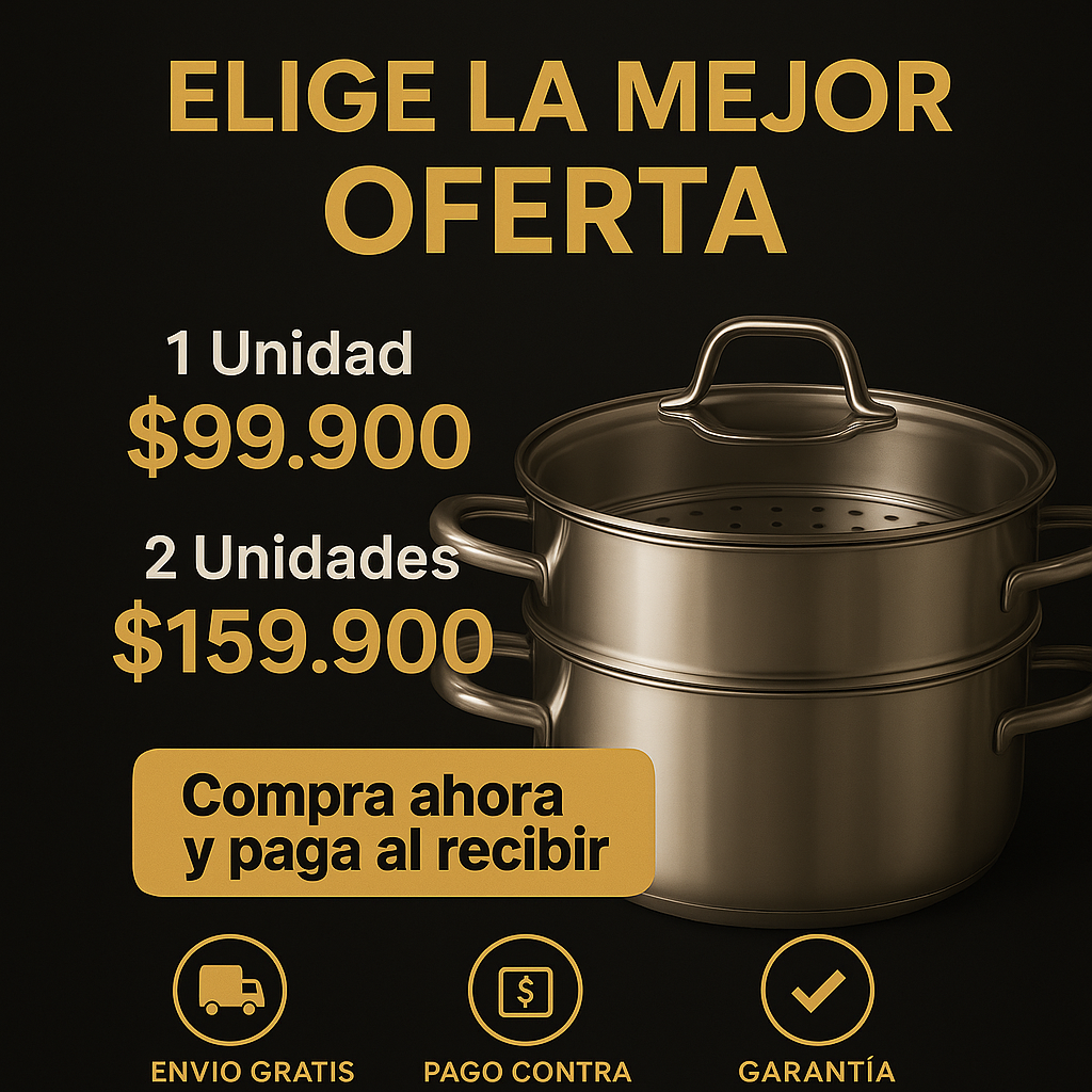 Olla Vaporera Acero Inoxidable Doble Piso