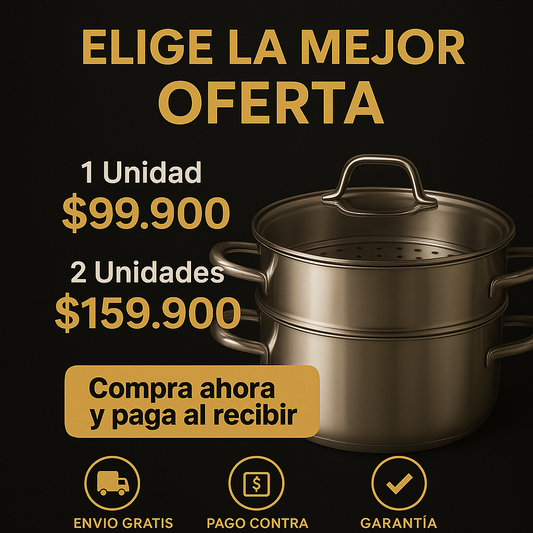 Olla Vaporera Acero Inoxidable Doble Piso
